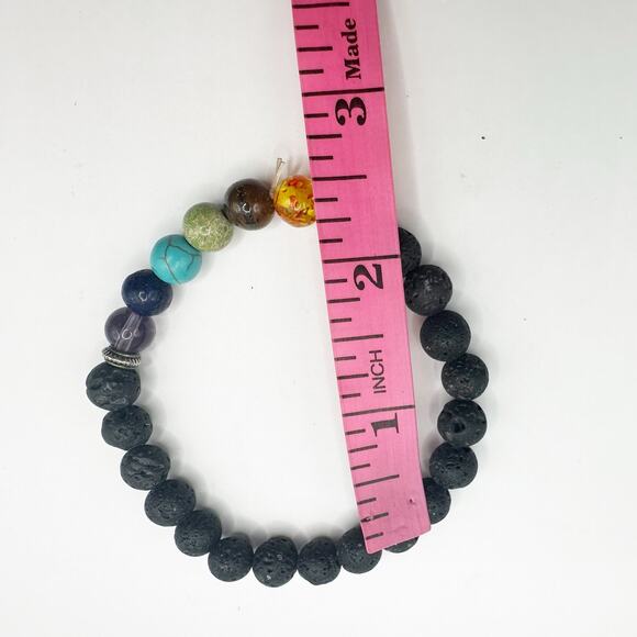 7 Chakra Bracelet Stretch Lava Stone Beads Beaded Boho Inspirational Energy - Picture 5 of 9